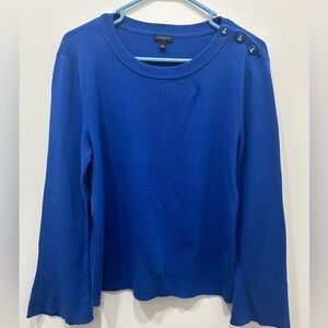 Talbots Sweater Size Large Royal Blue Women’s Anchor Buttons Flare‎ Sleeve